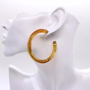 Brown Watercolor Acrylic Hoop Earrings